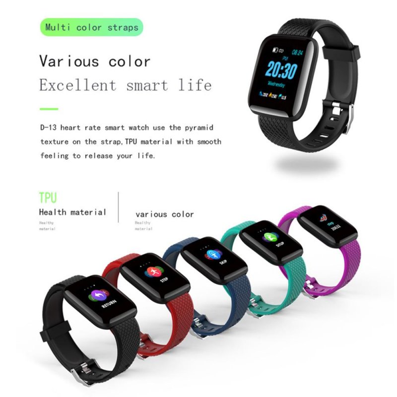 D13 Smartwatch Heart Rate Blood Pressure Monitor Tracker Fitness Watch Smart Wristband Sport for Android iOS 