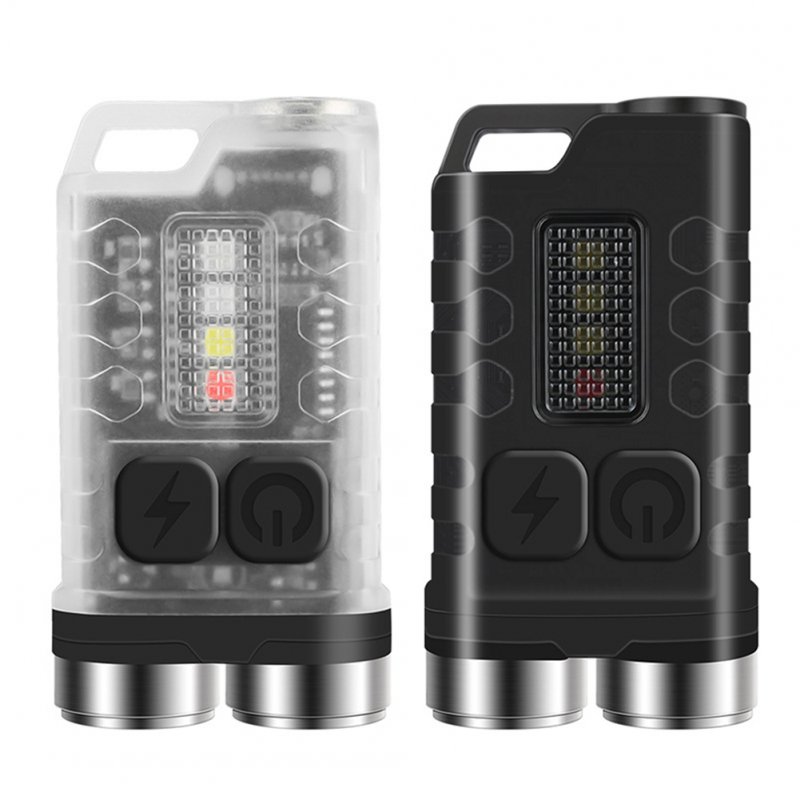 Portable Led Mini Flashlight with Side Light 900 Lumens USB Charging Torch Outdoor Emergency Lighting Tool V3 Black