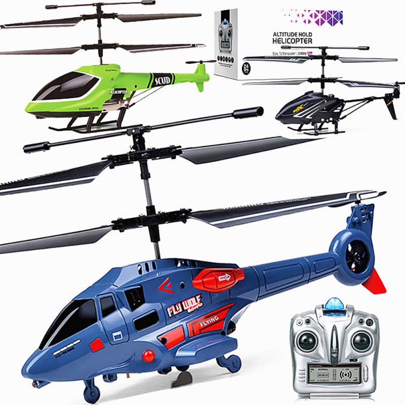 2.4g Remote Control Drone with Light Multi-functional Fixed Height Electric RC Alloy Helicopter Kids Toy