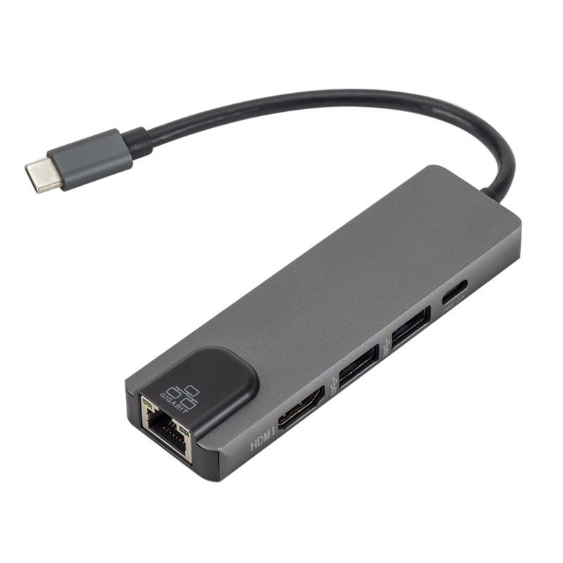 5 in 1 USB Type C Hub HDMI 4K USB C Hub to Gigabit Ethernet Rj45 Lan Adapter 