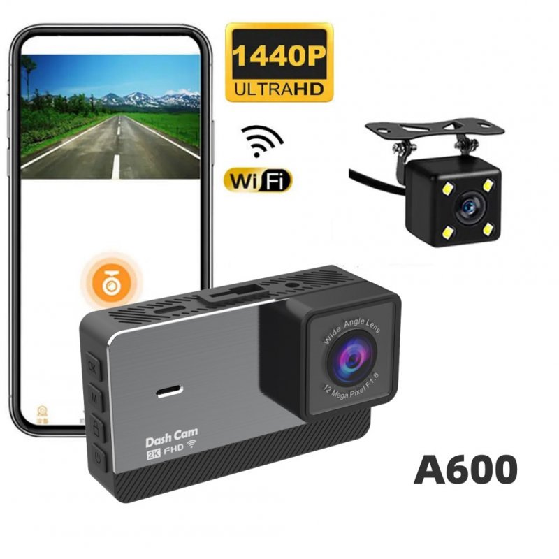 2k HD Driving Recorder 3.0 Inch Display Screen Front Rear Dual Recording Wifi Mobile Phone Interconnection 