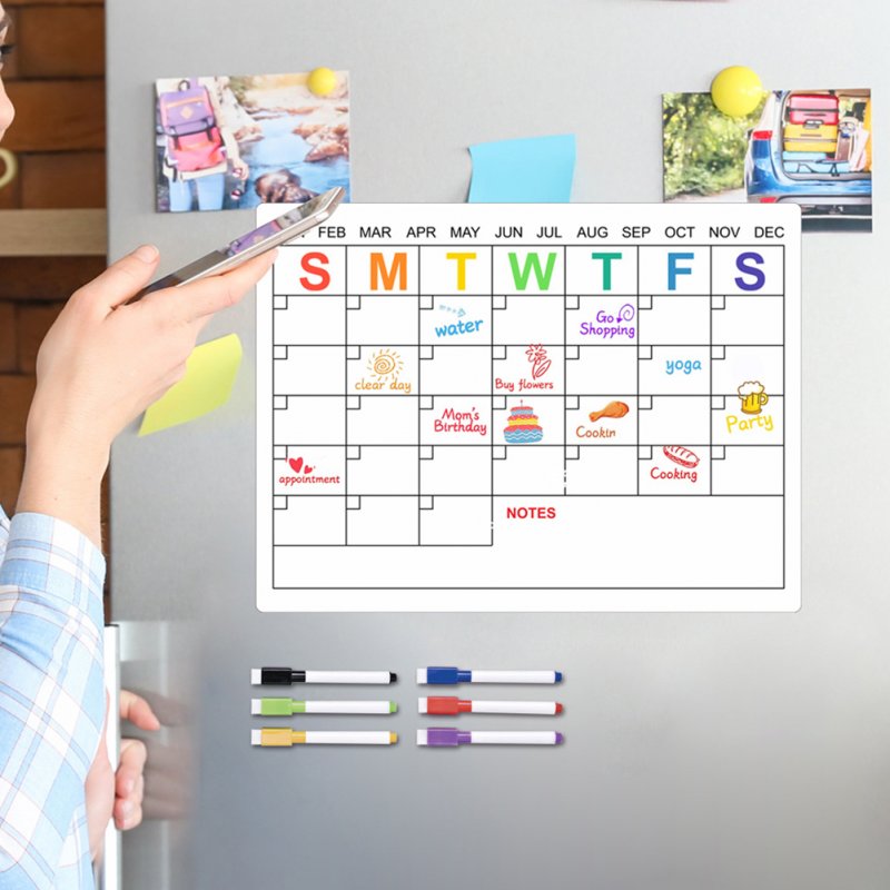 Fridge Calendar Magnetic Whiteboard Calendar Rewritable Monthly Weekly Planners Kitchen Refrigerator Calendar 