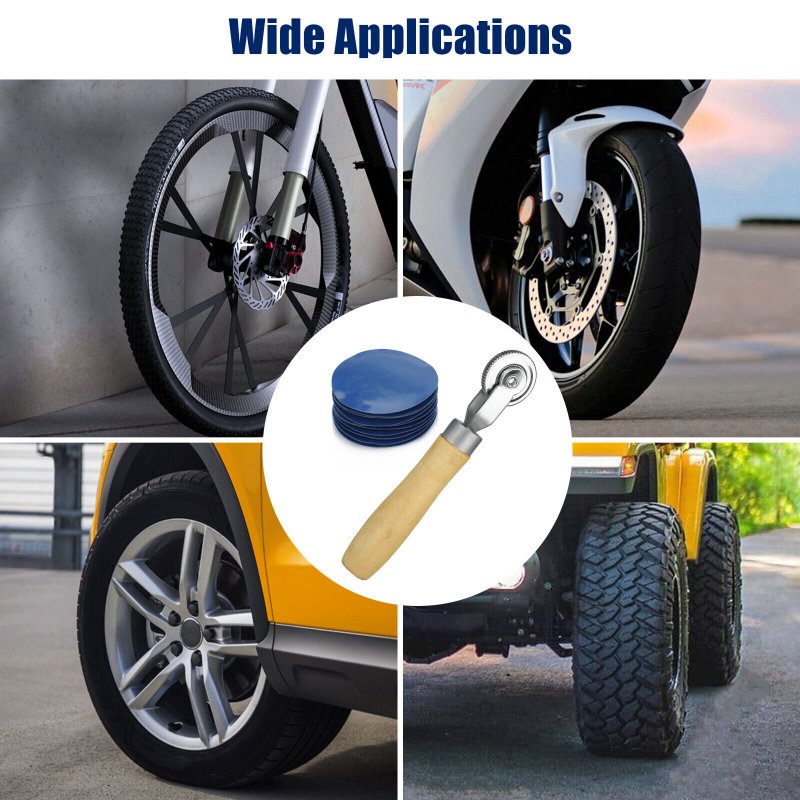 31 Pieces Tire Patches 32mm 42mm 58mm Unit Tire Patches Kit With Tire Patch Roller For Car Truck Bike Motorcycle Wheel 