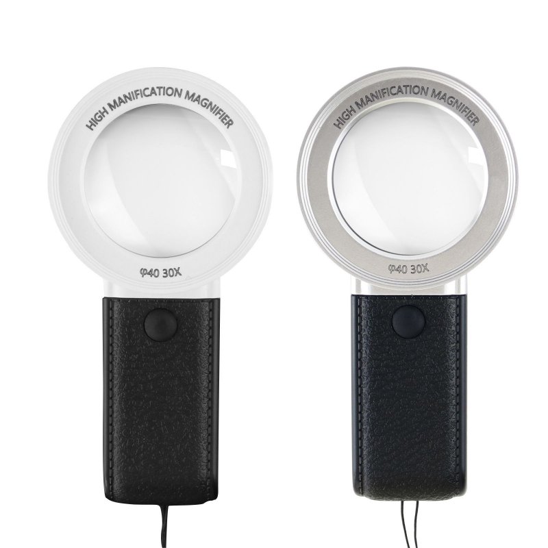 30x Led Light Luminous Magnifying Glass Double Optical Glass Lens Hand-held Magnifier
