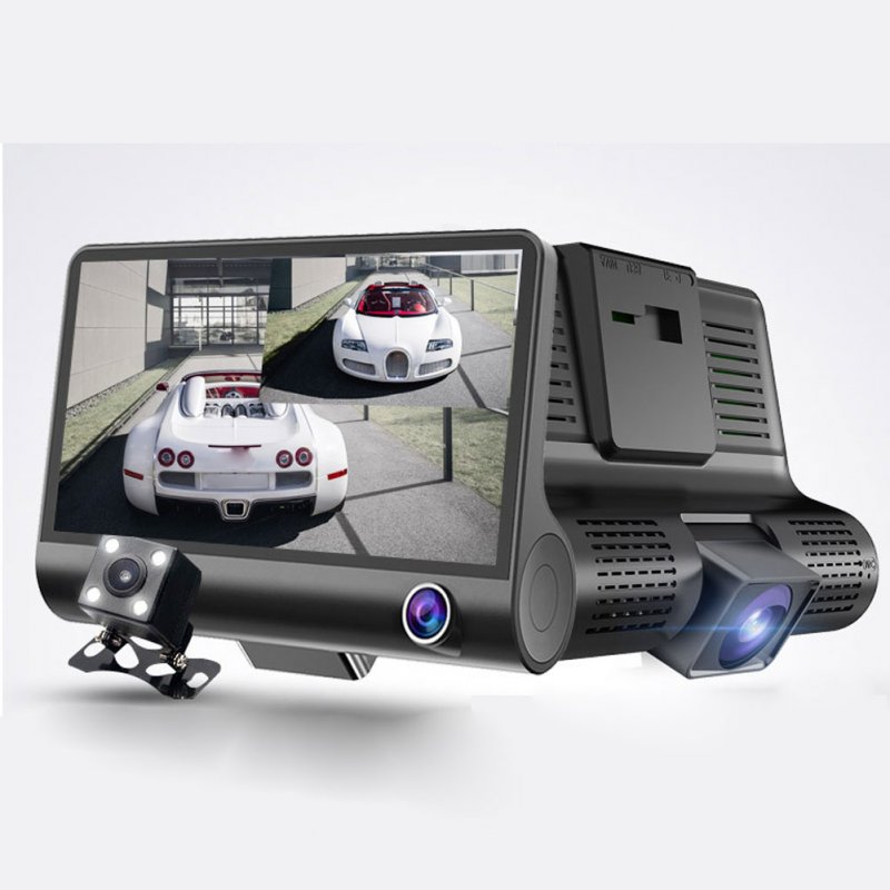 4.0-inch 1080p Hd Car  Dash  Cam H35 Hidden Ultra Wide Angle 3 Lens Night Vision Driving Recorder Waterproof Rear Camera Parking Monitor 