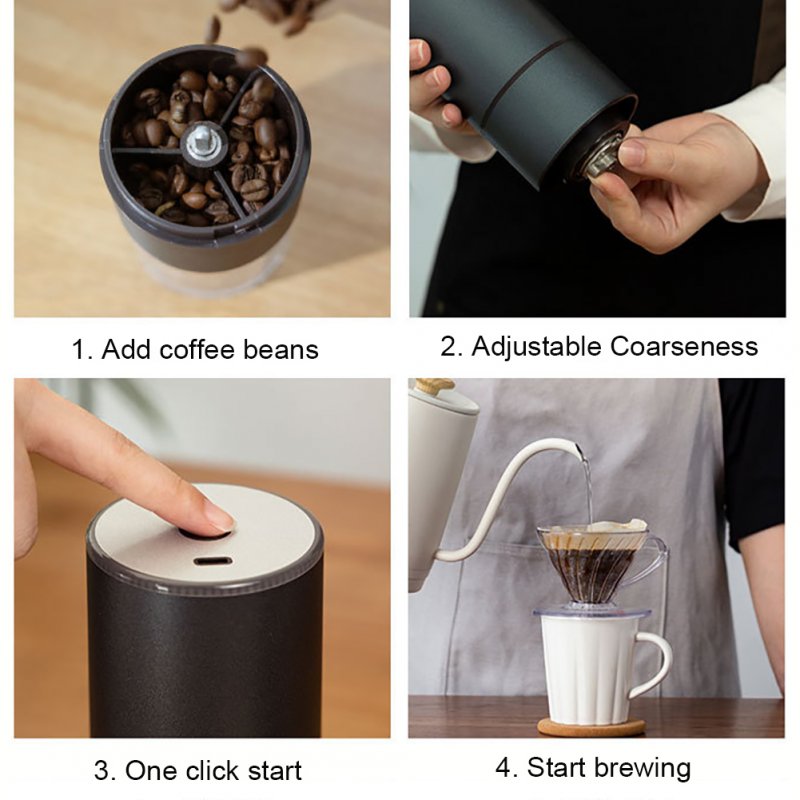 Portable Electric Coffee Grinder Adjustable Coarseness USB Rechargeable Stainless Steel Grinder Machine 