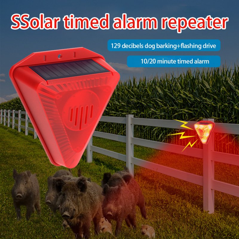 Outdoor Solar Siren Detector Security Alarm With 129db Dog Barking LED Flashing Warning Strobe Light For Home Villa Farm Barn 