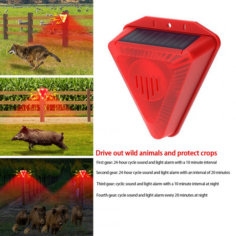 Outdoor Solar Siren Detector Security Alarm With 129db Dog Barking LED Flashing Warning Strobe Light For Home Villa Farm Barn 