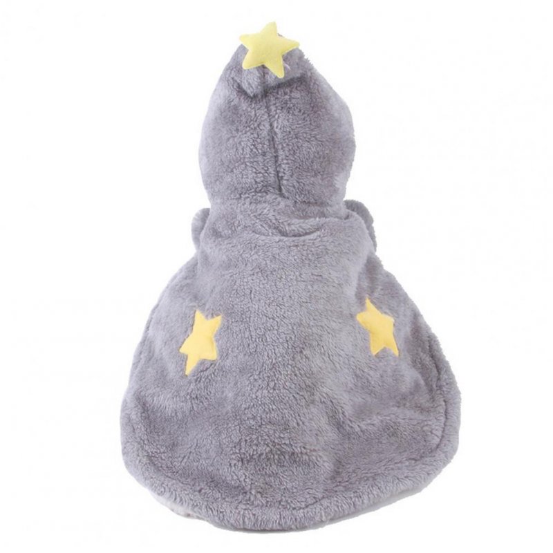 Pet Dog Cat Winter Warm Star Cloak Thickened Drawstring Design Pet Hooded Clothes Large Grey