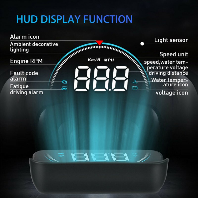 M8 Car Hud Head-up  Display Led Screen Display Obd2 Ii Overspeed Warning System Speed Non-destructive Installation Voltage Alarm 