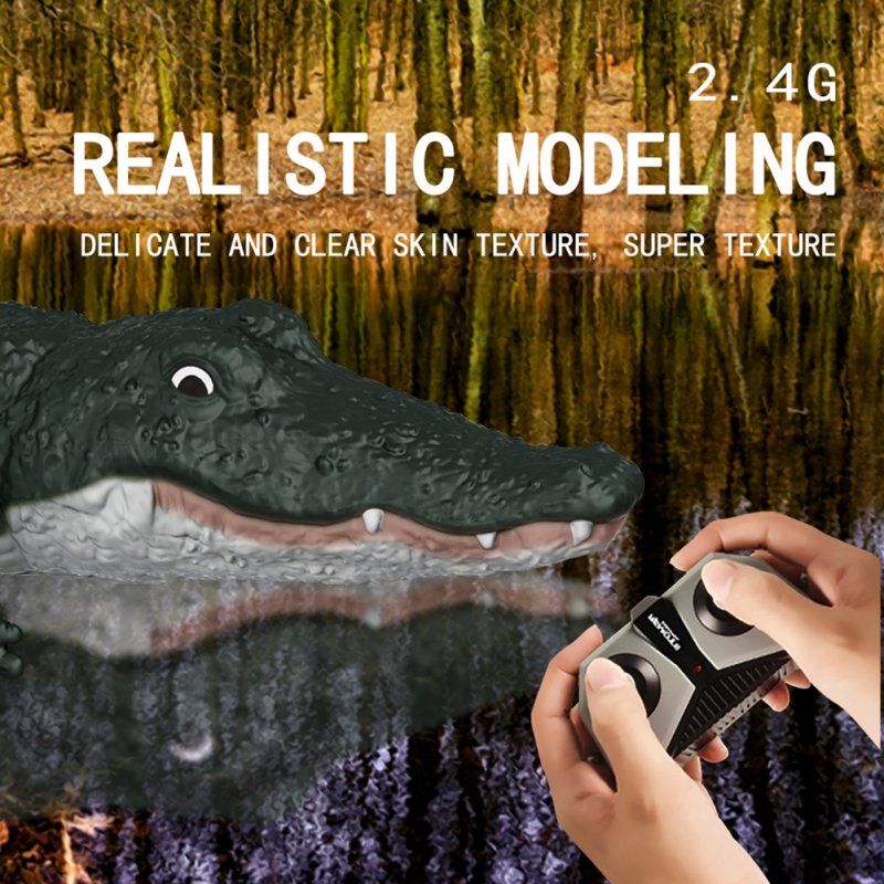 RC Boat 4-channel 2.4G RC Boat Crocodile-shape Simulation for Swimming Pools Lakes Bathrooms Kids Gift 