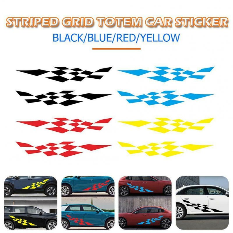 1 Pair Car Stickers Racing Sports Stripe Grid Totem Auto Side Body Decals Car Sticker 
