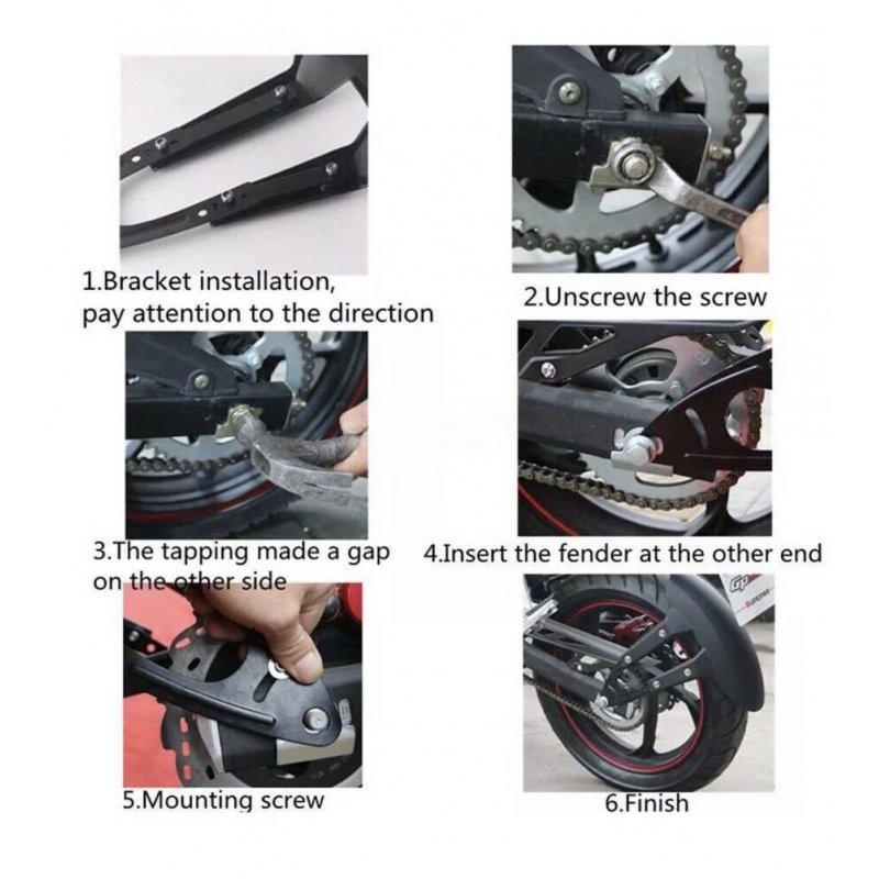 Universal Motorcycle Rear Wheel Cover Mudguard Splash Guard Mudguard+Bracket Black black