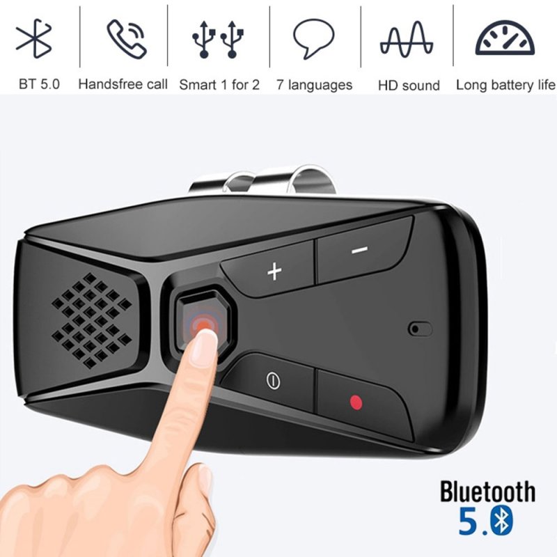 Hands-free Bluetooth 5.0 Car Kit Wireless Speaker Auto Sun Visor MP3 Player Speaker Support Siri Google Assistant 