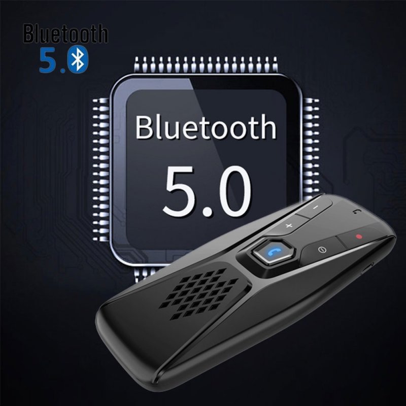 Hands-free Bluetooth 5.0 Car Kit Wireless Speaker Auto Sun Visor MP3 Player Speaker Support Siri Google Assistant 