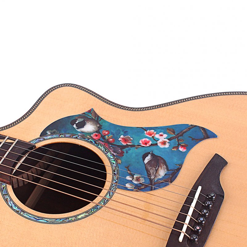Universal Folk Acoustic Guitar Pickguard Love Bird Pattern Pick Guard Sticker for 40-41inch Guitar