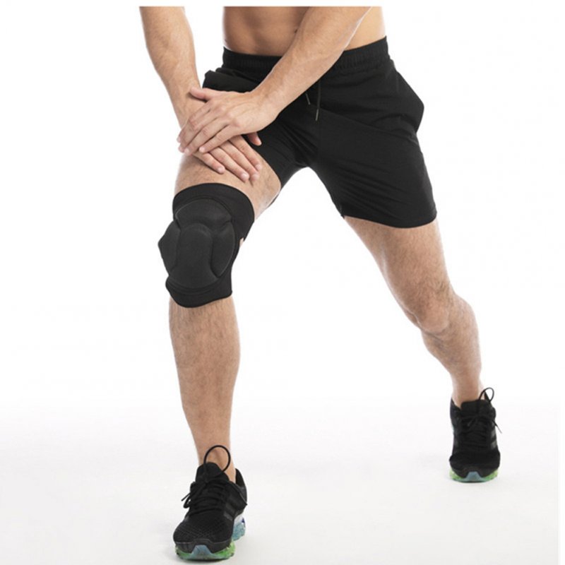 1 Pair Knee Pads Thickened Non-slip Anti-collision Sports Sponge Knee Protector Riding Equipment Black M