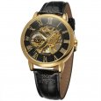 Men Fashion Watch - Gold Shell Black Surface