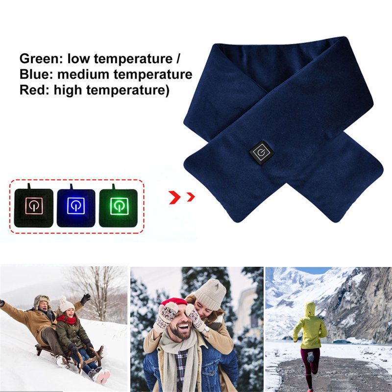 USB Electric Heating Scarf 3 Temp Setting Waterproof Washable Neck Warmer Cold Weather Scarves & Wraps For Winter 
