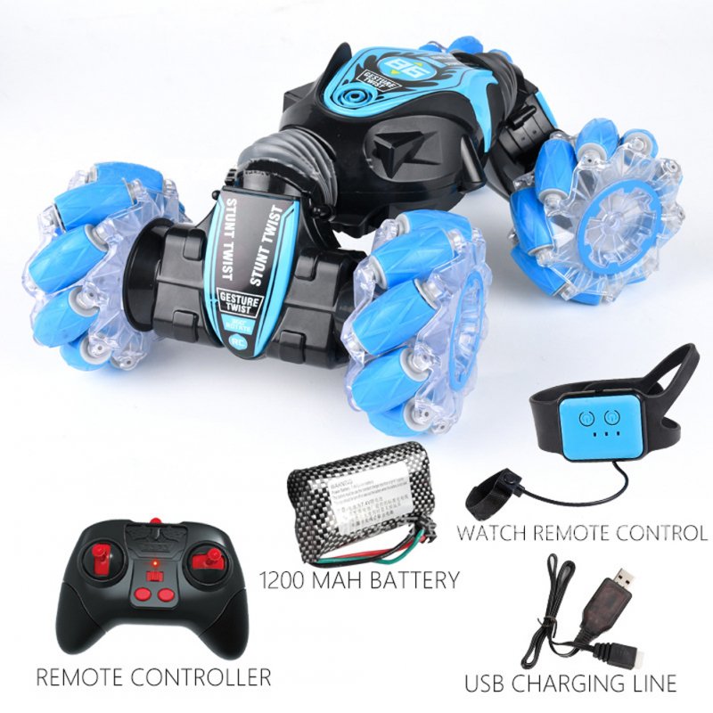 Children Remote Control Stunt Car Double-sided Deformation Gesture Induction Twisting Climbing Car Toys 
