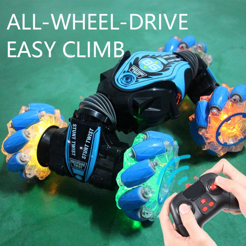 Children Remote Control Stunt Car Double-sided Deformation Gesture Induction Twisting Climbing Car Toys 