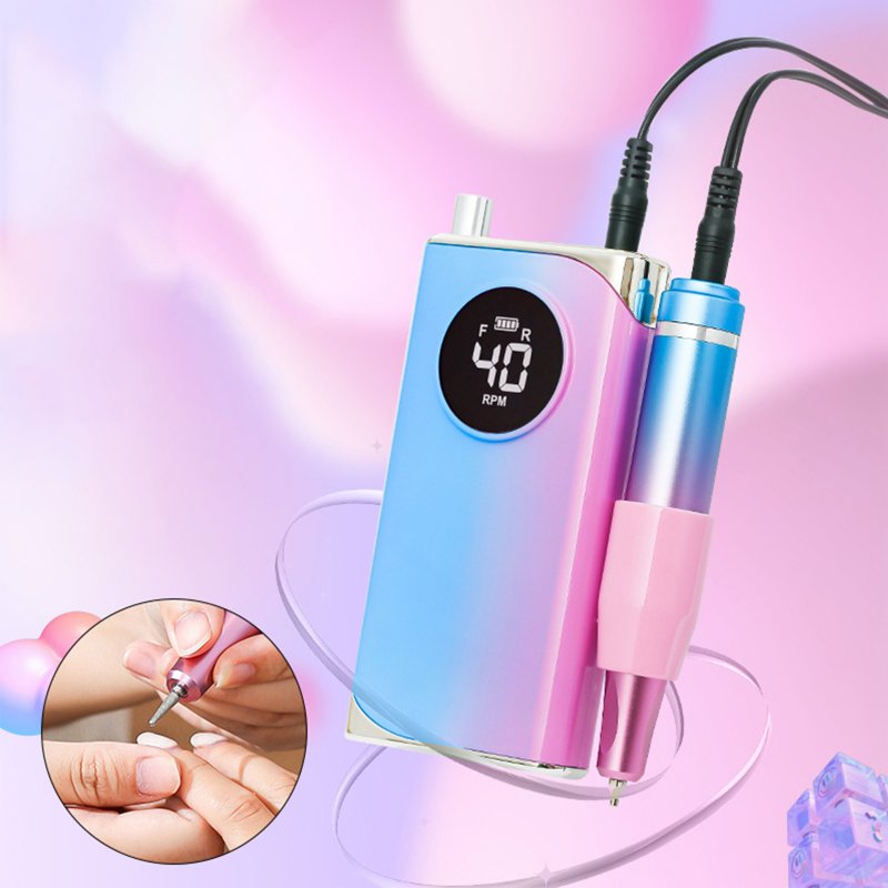 Uv-401 Electric Nail Drill Machine 40000 Rpm Portable Professional Rechargeable Stable Low Noise Nail Drills Gray
