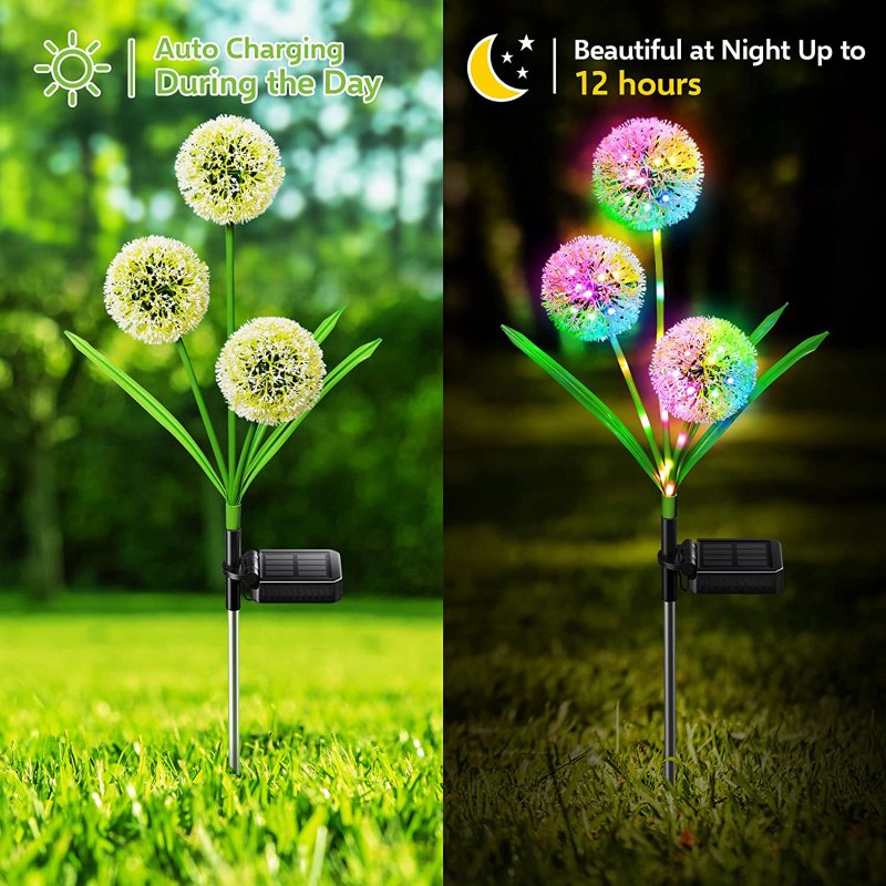 Solar Dandelion Garden Lights IP65 Waterproof Simulation Lamp for Yard Patio Garden Decor 1 Head 16LED
