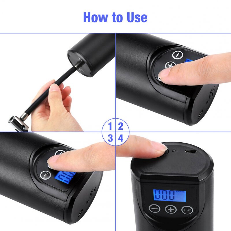 Handheld Multifunctional Car  Air  Pump Compressor Built-in Led Lights Mini Portable Wireless Rechargeable Car Tire Inflator 