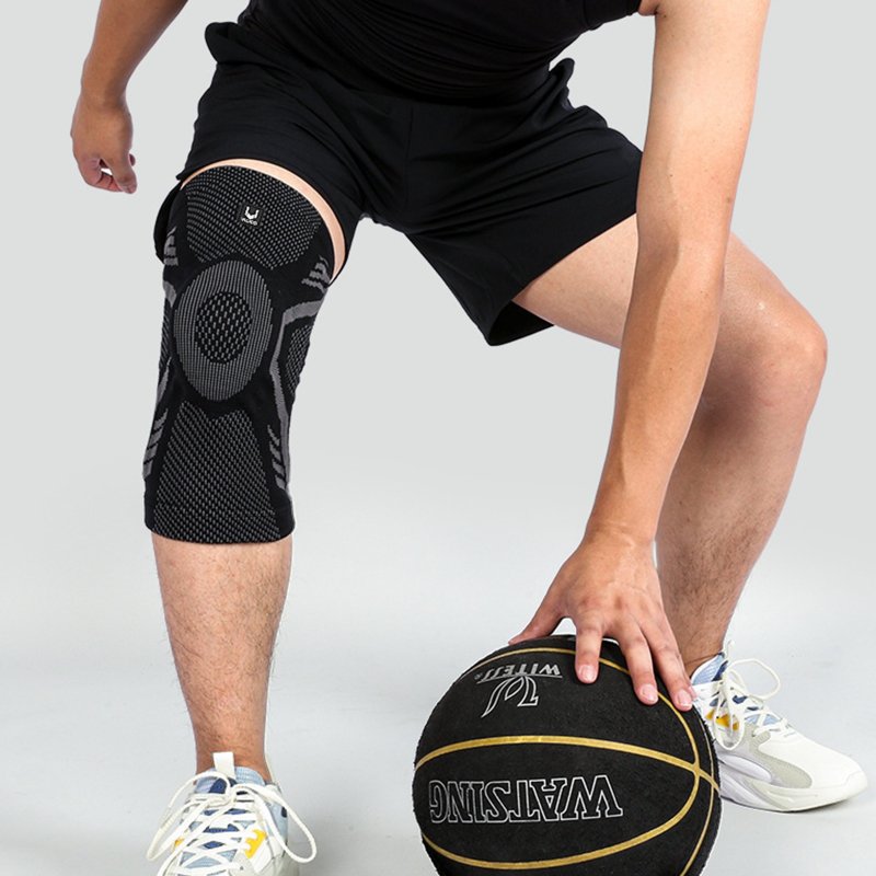 Men Women Outdoor Sports Knee Brace Comfortable Breathable Non-slip Strong Meniscus Compression Protection black L