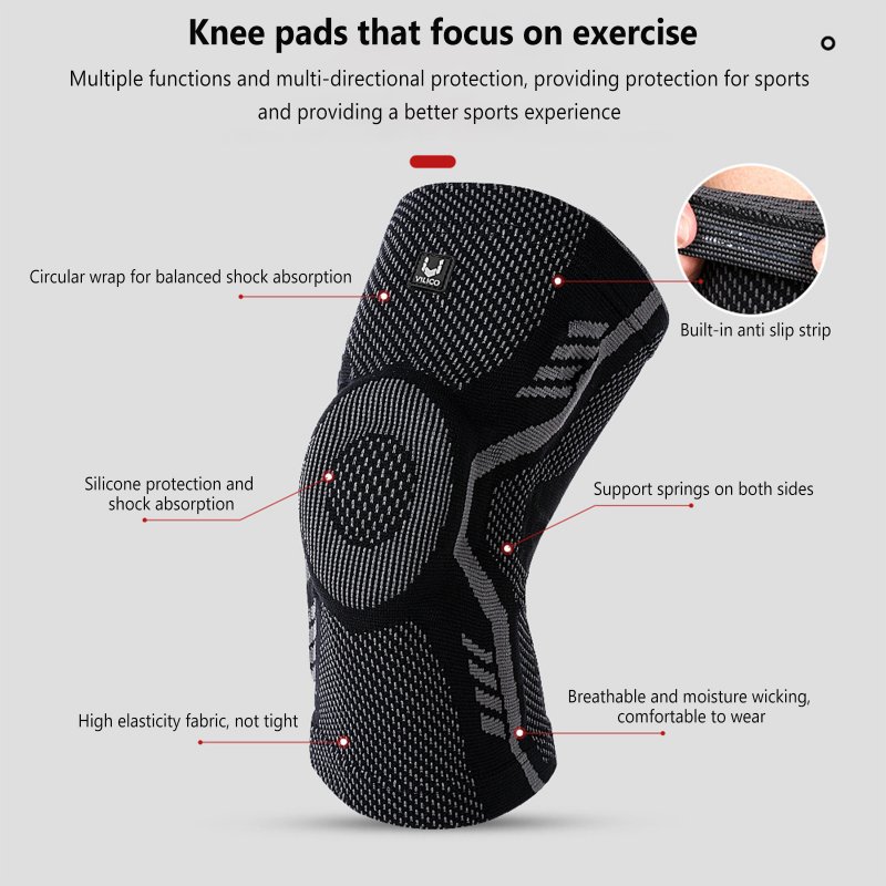 Men Women Outdoor Sports Knee Brace Comfortable Breathable Non-slip Strong Meniscus Compression Protection black L