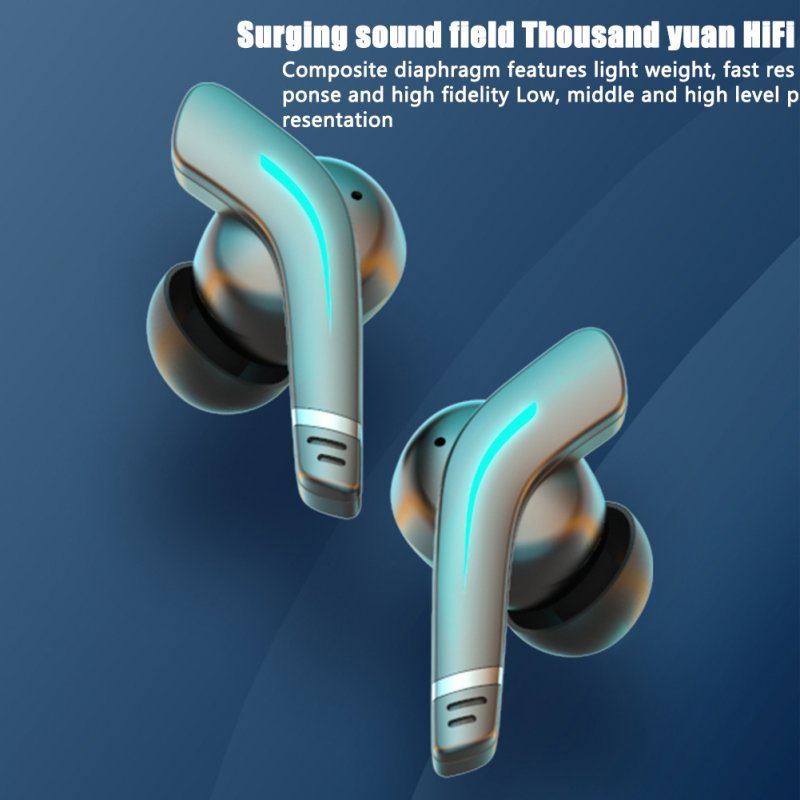 G28 Headset Binaural Bluetooth 5.2 Wireless Gaming Earbuds with Charging Case Cool Breathing Light Sport Earphones 