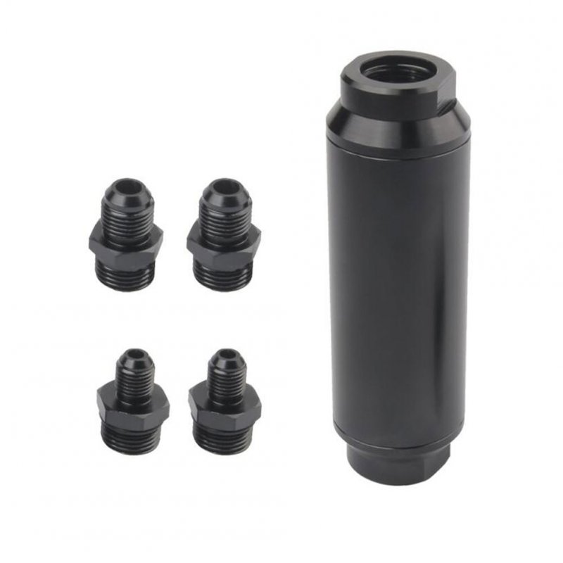 Universal Aluminum 44mm Car Inline Oil Fuel Filter With AN6 AN8 Adapter Fittings 