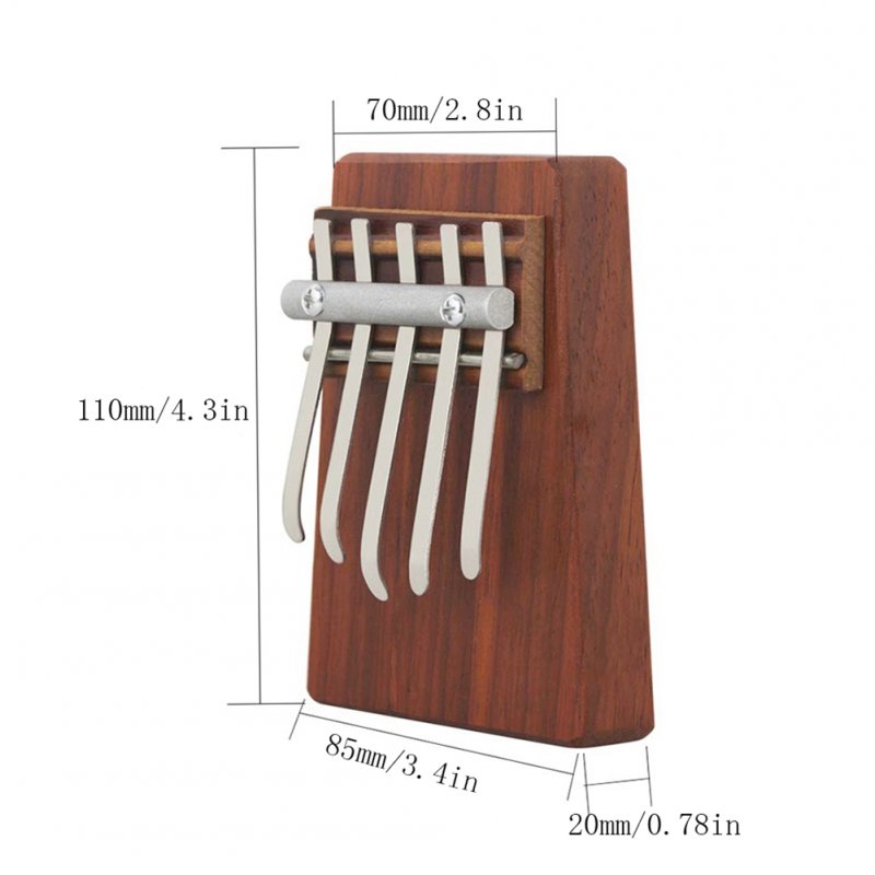 5-Key Kalimba Rosewood Mbira Children Mini Guitar Thumb Piano Traditional Musical Instrument Perfect Gift for Kids 
