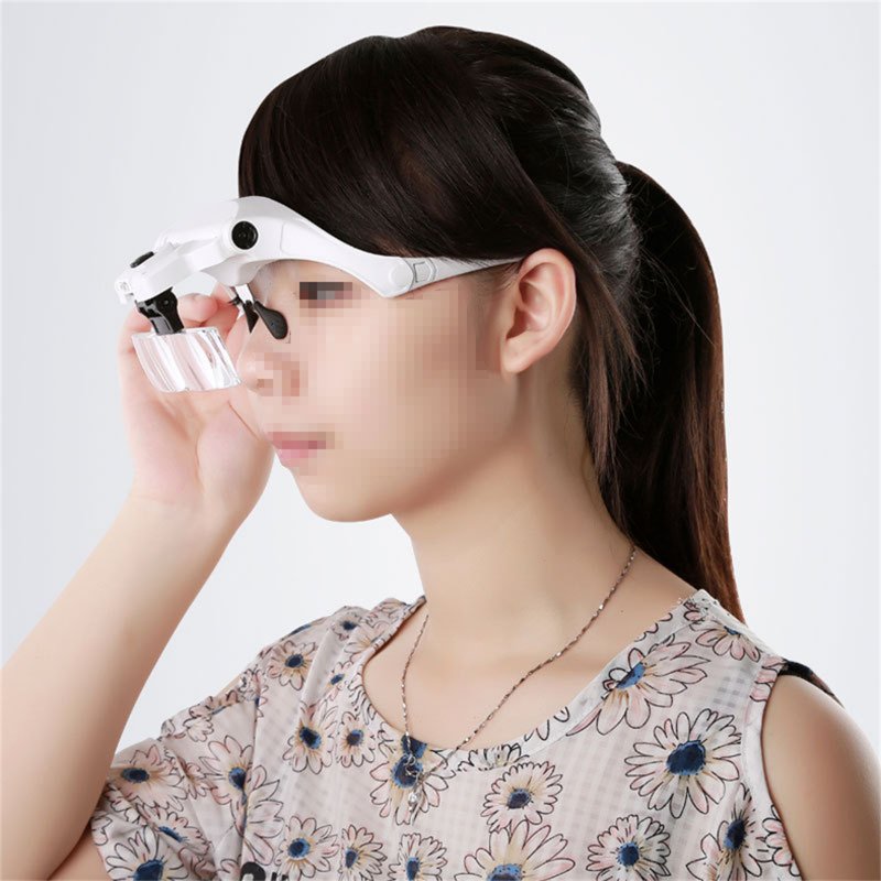 1x 1.5x 2x 2.5x 3.5x Portable Head-mounted Magnifying Glass Frame/head Rope Interchangeable Reading Magnifier
