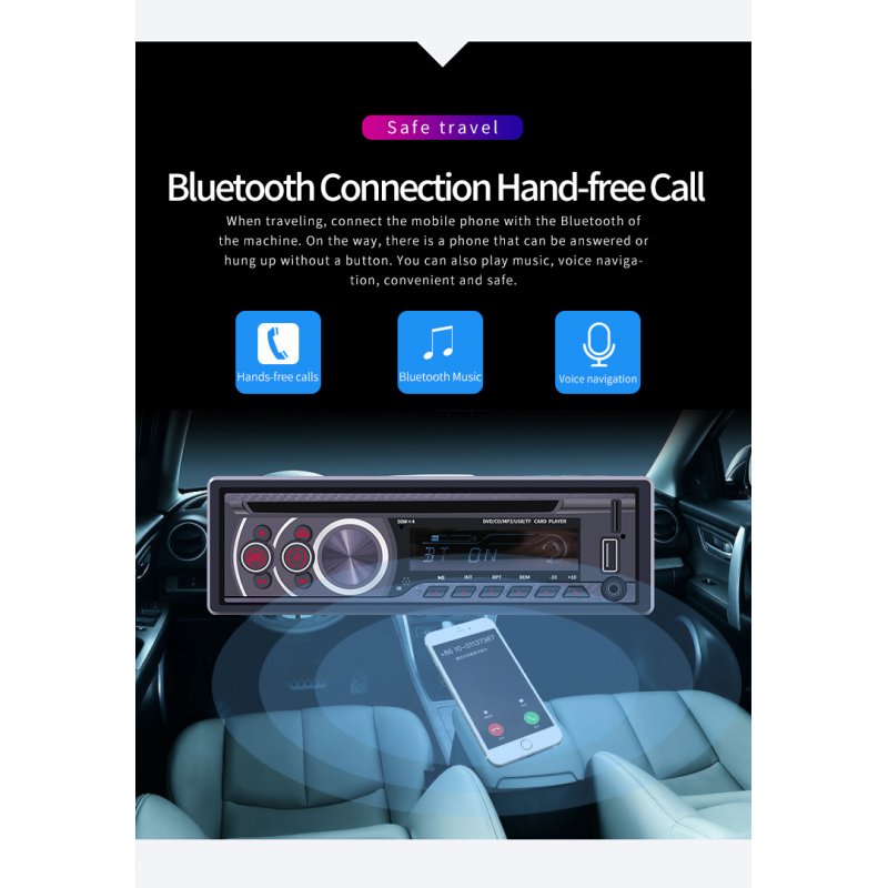 12V Universal Bluetooth U Disk Car Audio Stereo Vehicle Radio MP3 Player CD/DVD/VCD Player 