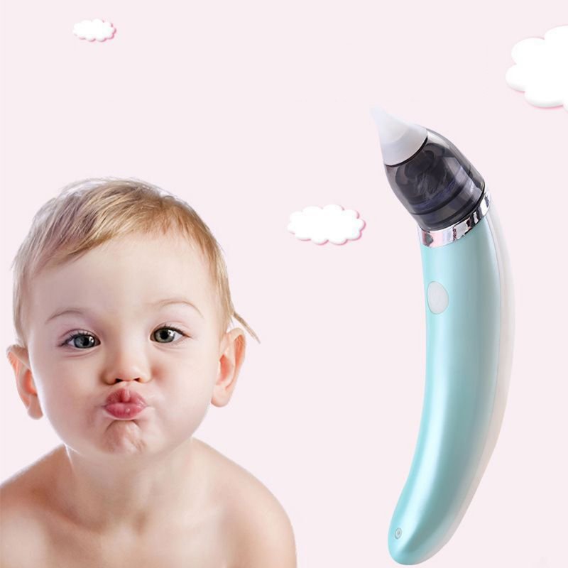 Baby Nasal Aspirator Usb Rechargeable 5-level Suction Power Electric Nose Sucker for Newborns Toddlers Blue