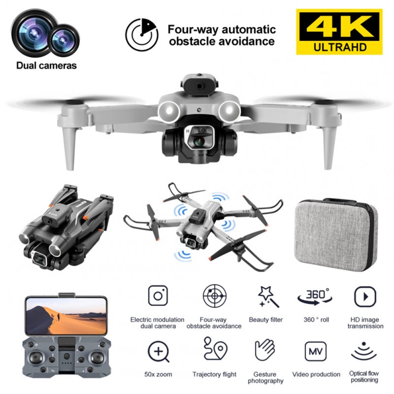 K9 RC Drone With 4K Dual Camera Folding RC Quadcopter With Headless Mode 4-way Obstacle Avoidance Flying Toys For Boys Girls 