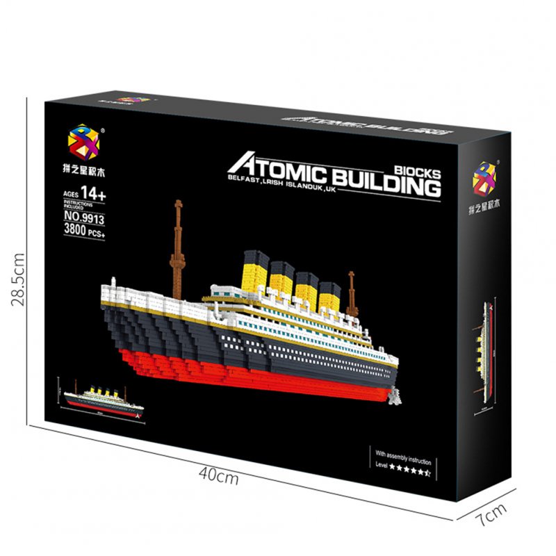Large Titanic  Building  Block Cruise Ship Model Small Particles Assembled Bricks Stress Relief Educational Toy For Children Grown-up 