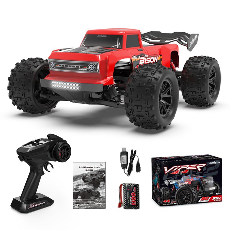 1:16 Full-scale Remote Control Car 4wd High-speed Off-road Vehicle Electric Climbing Car Toy Red Short Truck