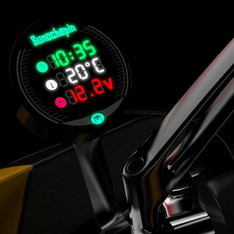 Motorcycle Voltmeter Temperature Gauge 9-24v Electronic Lcd Display Voltage Meter Modified Accessories 