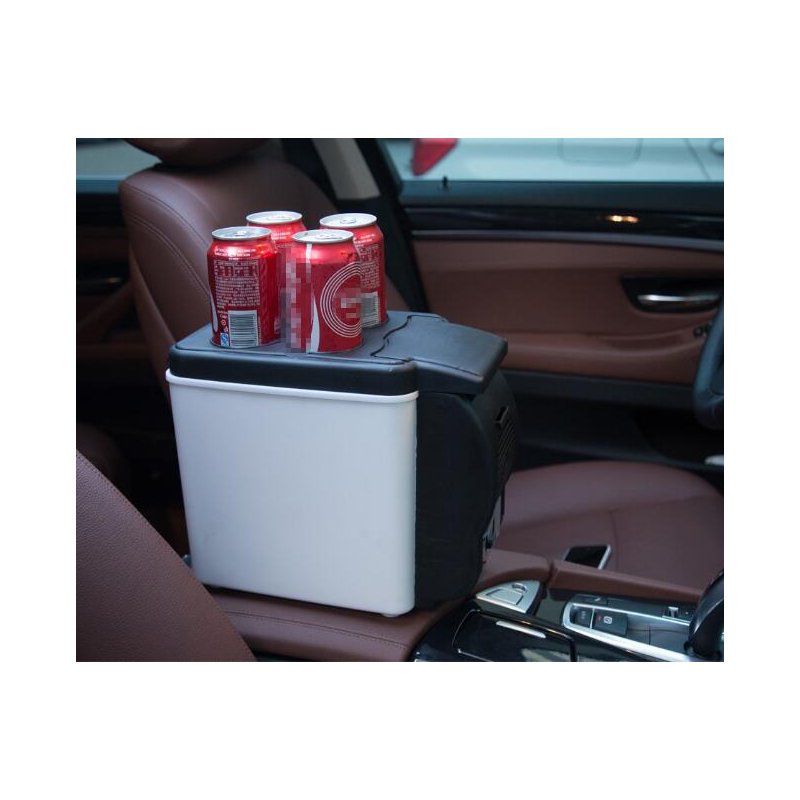 Mini 6L Car Refrigerator 12v Multi-function Travel Fridge Home Cooler Warmer with 4 Drink Holes Electric Fridge black_12V for car