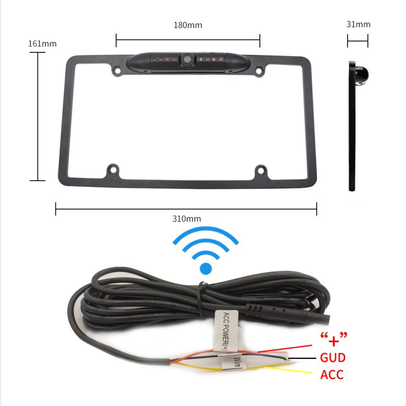170° HD WiFi Car License Plate Wireless w/ Rearview Camera IR LED Night Vision 