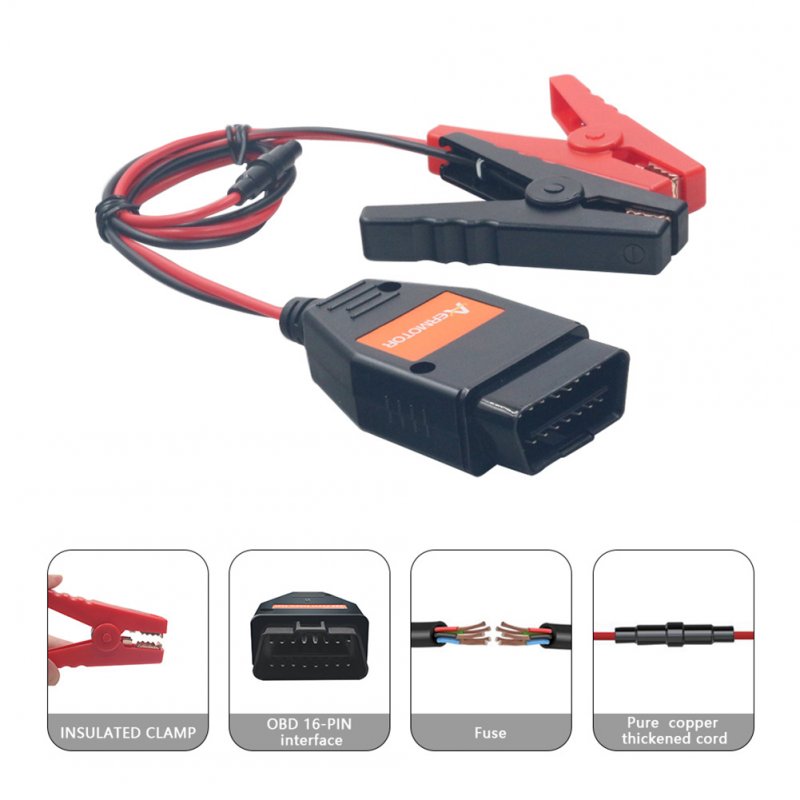 Car Battery Charging Clip Obd2 Connectors Emergency Power Off Protector Fault Diagnosis Tool 