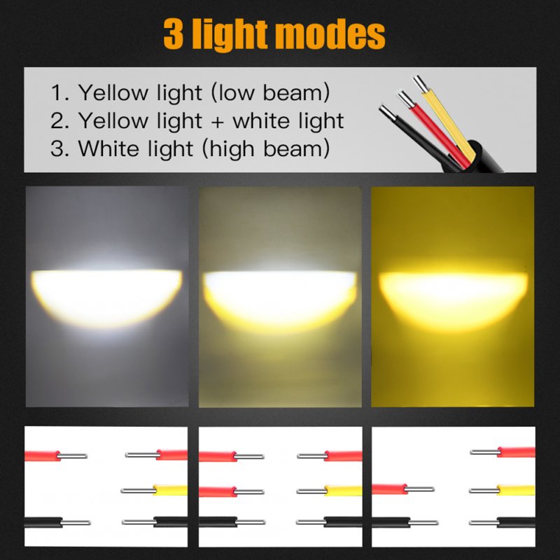 Motorcycle Spotlight Highlight External Lens Work Light Electric Vehicle Modified Led Headlight Bulb Yellow and white_1 pair