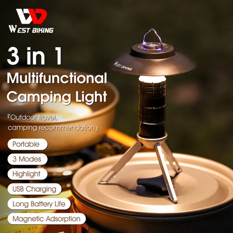 Outdoor Portable Camping Lantern Multifunctional Magnetic Emergency Flashlight Led Tent Light With Power Indicator 