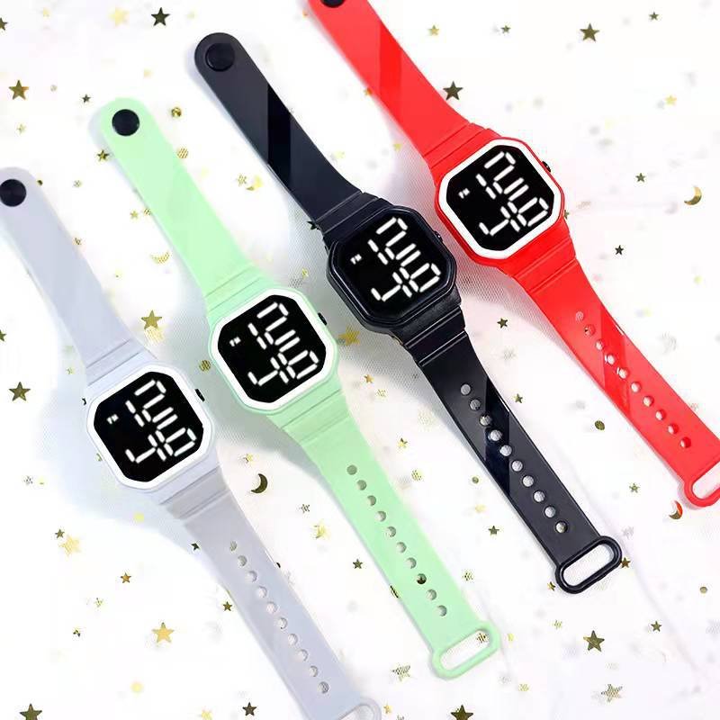 LED Digital Watch Simple Square Waterproof Electronic Watch For Men Women Student Sports Swimming 