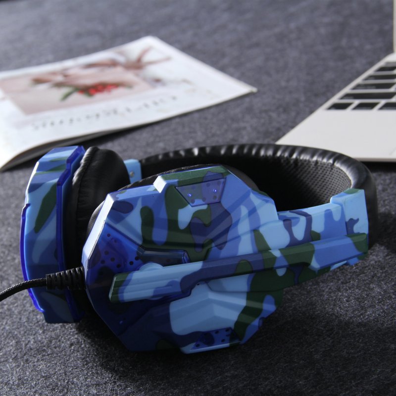 Earphone Gaming Headset Camouflage Headphones with Microphone for PC Laptop 