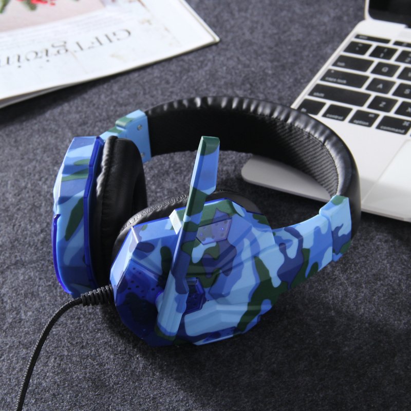 Earphone Gaming Headset Camouflage Headphones with Microphone for PC Laptop 