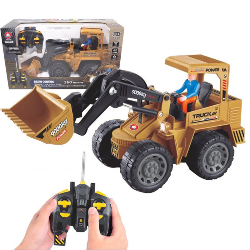 1:8 2.4g Remote Control Bulldozer with Light Music Rechargeable Electric Engineering Vehicle Gifts for B