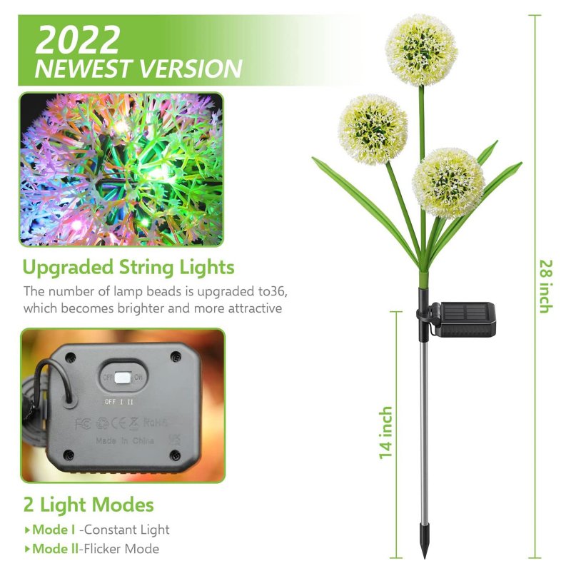 Solar Dandelion Garden Lights IP65 Waterproof Simulation Lamp for Yard Patio Garden Decor 1 Head 16LED